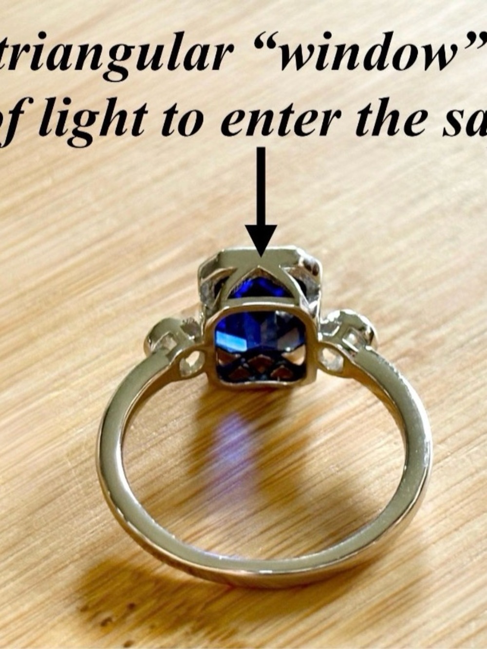 A certified 3ct lab-grown blue sapphire & .20ctw Moissanite ring, in 925 or 935! - Picture 5 of 11